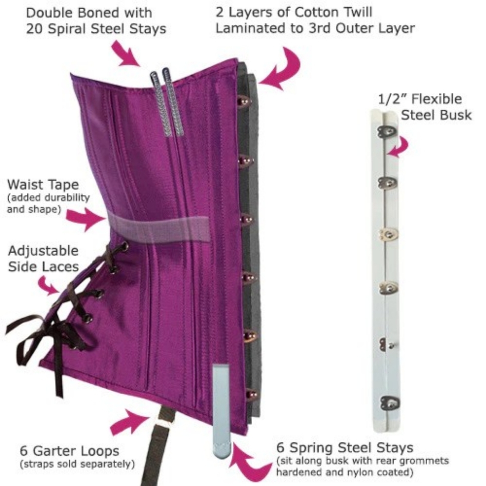 Timeless Trends Corset Waist Training 28" Inch Brocade Purple And Gold - Picture 16 of 16